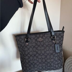 Coach Charcoal and Black Signature Tote